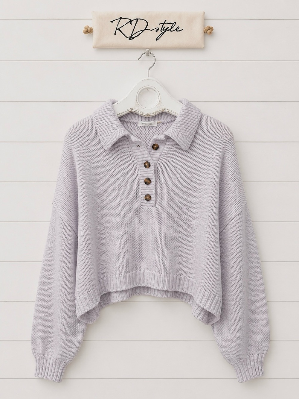 RD STYLE Collared Knit Sweater – Size S/P – Light Lilac